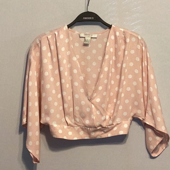 Forever 21 pink/white polka dot blouse size small - Picture 1 of 6